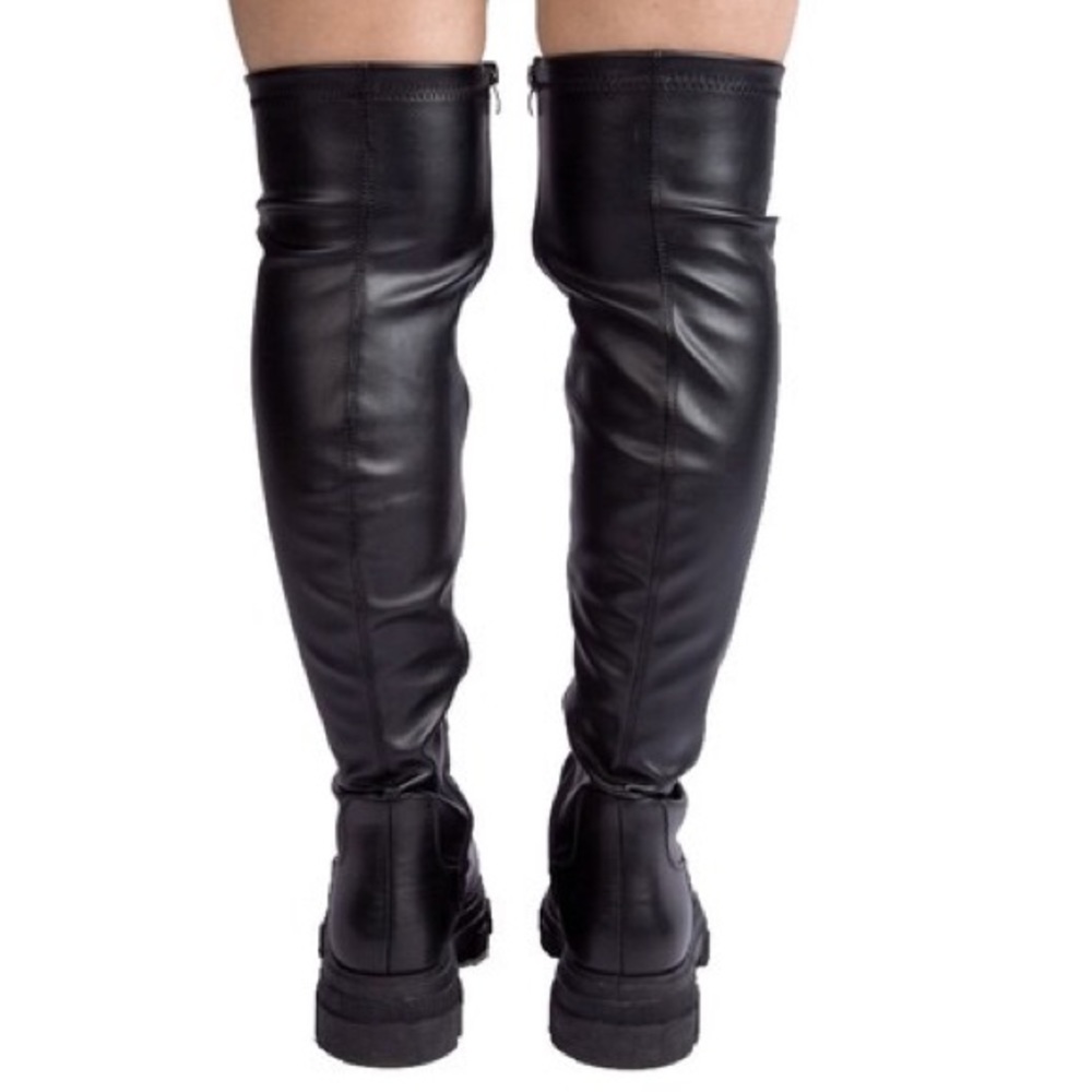 FALL 2024 Qupid Parry-02 Black Over-The-Knee Stretch Lug Sole Boots - Picture 6 of 8